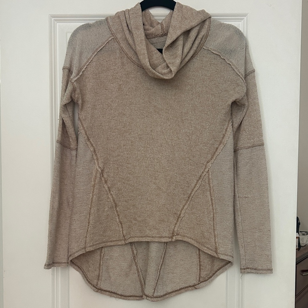 Free People We The Free Tan Slouch Neck Cozy Sweater